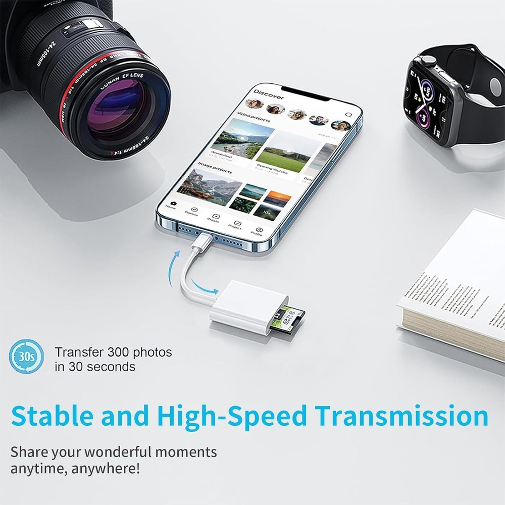 Effortless iPhone SD Card Reader - Plug & Play Dual Slot for Fast Transfer