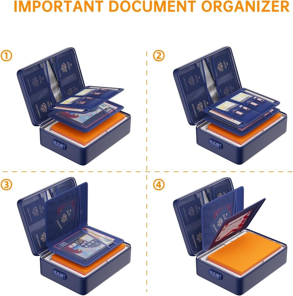 Upgraded Fireproof & Waterproof Document Organizer - 8 Layers for Secure Storage