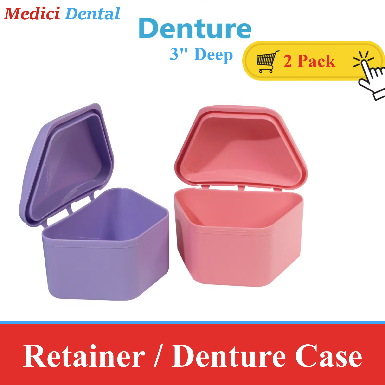 2/Pack x Dental Denture Box Retainer Case Carrier, Ortho Denture Bath Mouhtguard