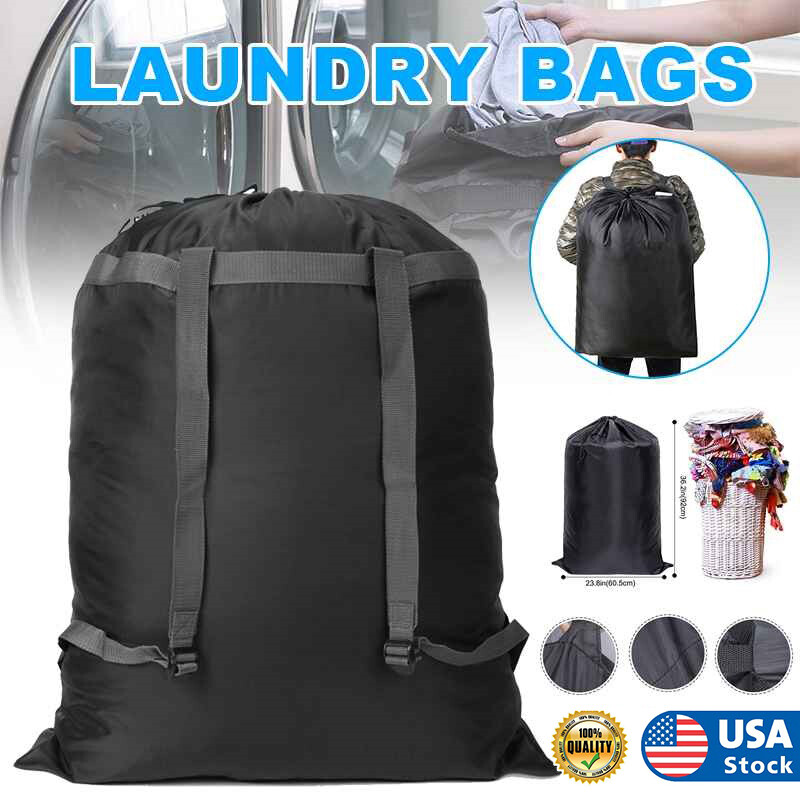 Laundry Bag Backpack Sturdy Laundry Bag, Shoulder Straps Drawstring Heavy Duty