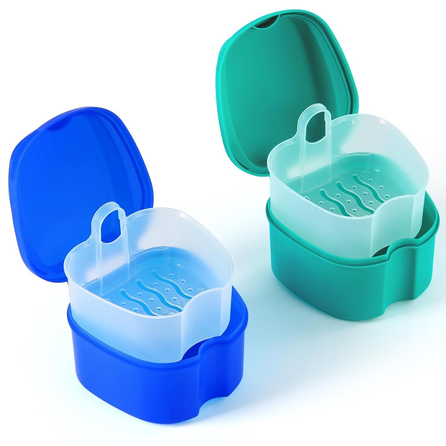 JMU Denture Bath Case Cup Box Holder Storage Soak Container with Strainer Basket