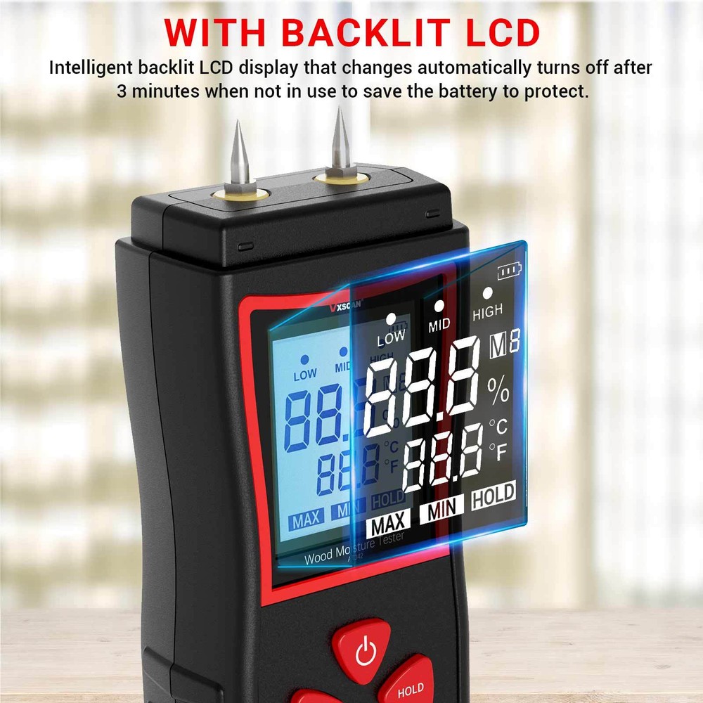 VXSCAN NF-568 Wooden Moisture Meter High Sensitive Sensor HD Backlight