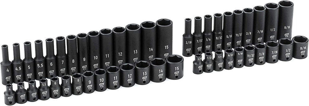 48 Pc. 1/4" Drive 6 Pt. Impact Socket Set, Standard & Deep, Sae/Metric - 84902