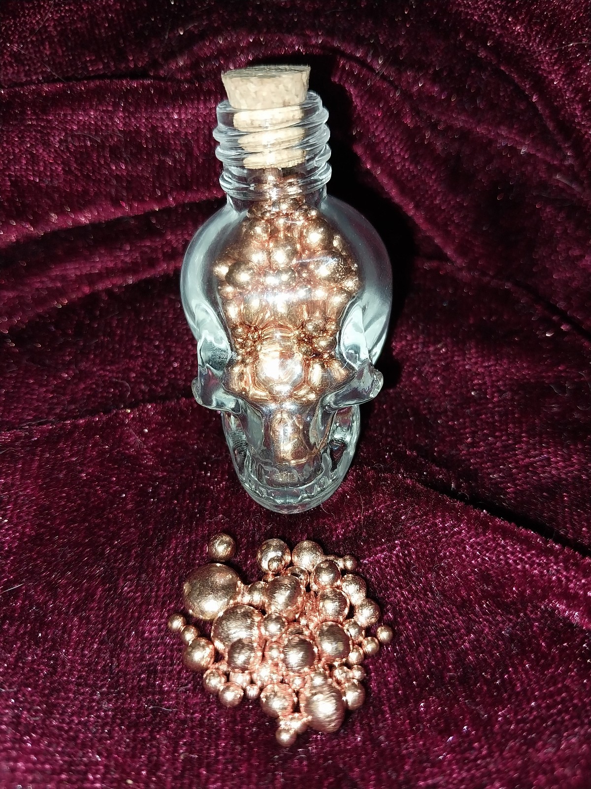 Copper Bullion in Skull Glass Bottle - 99.9 % Pure - 44 Grams - Great Gift!