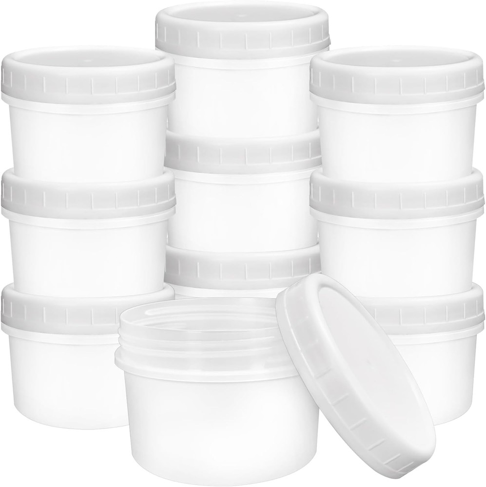 10 Pack 4oz Reusable Small Plastic Containers with Screw Lids, Clear white