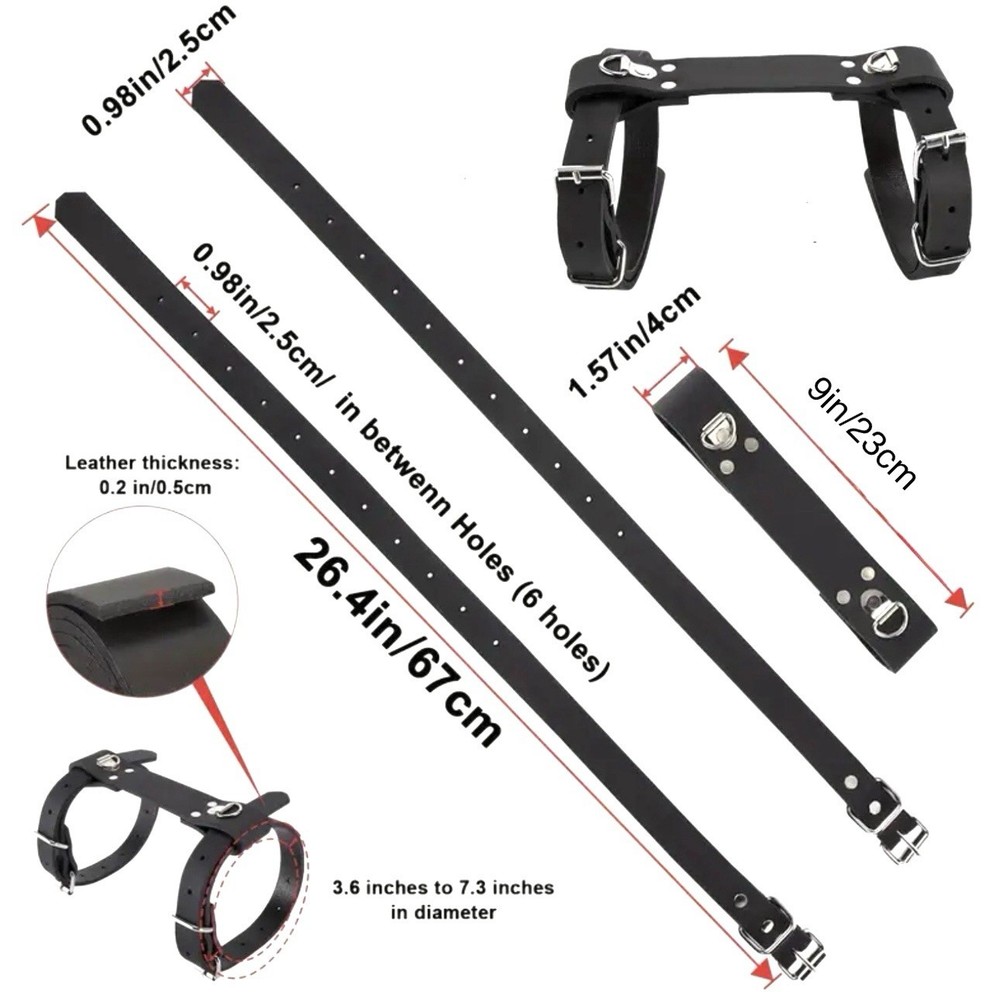 Genuine Leather Black Carry Strap Motorcycle Adjustable Belt Blanket Holder