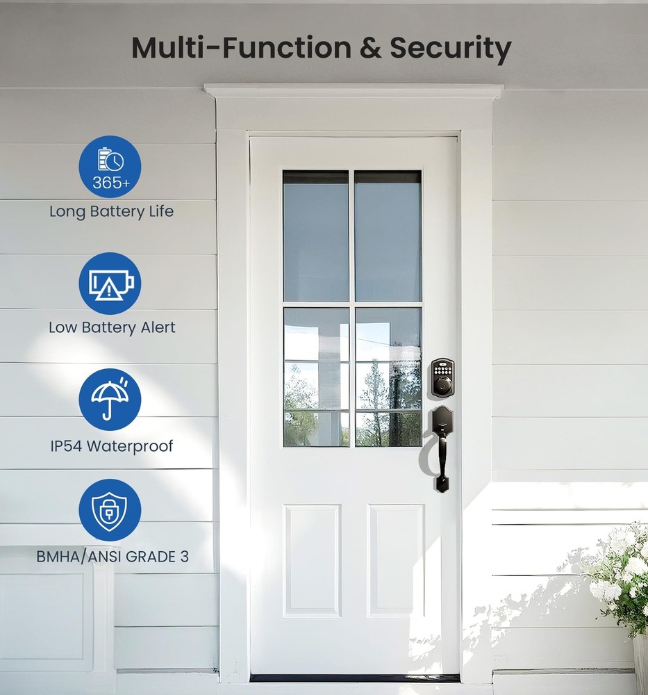Veise Fingerprint Door Lock, Keyless Entry, Auto Lock, Electronic Keypad Dead...