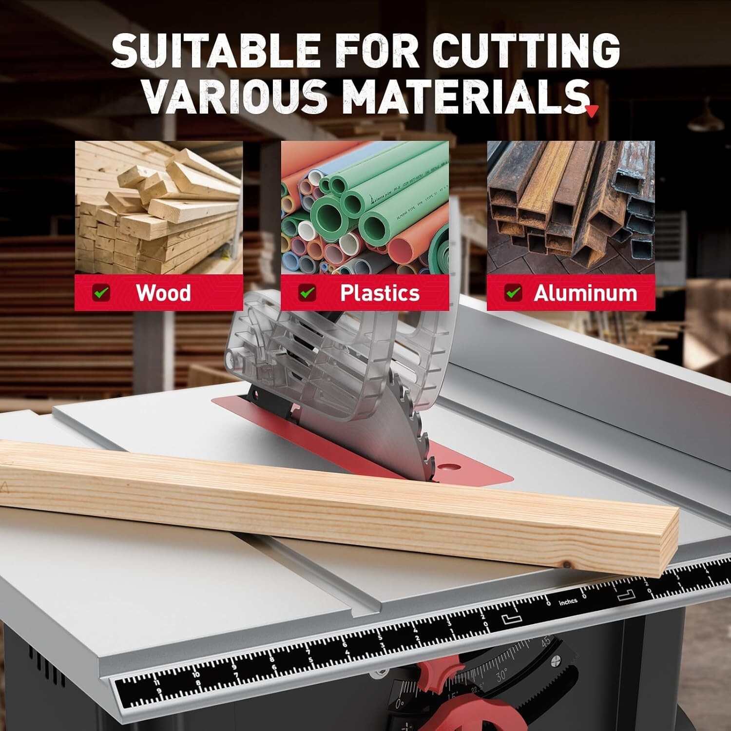 10" Table Saw 4600RPM 15AMP Corded Electric Cutting Saw Woodwork with Blade