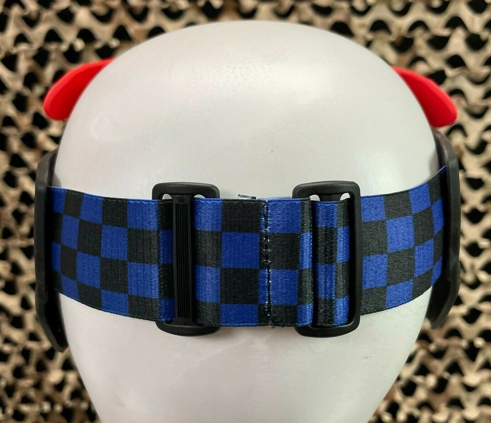 NEW KM Paintball Goggle Strap - Checkered Black/Blue