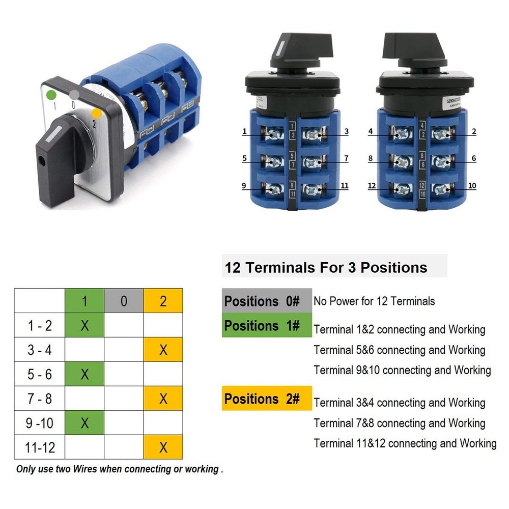 63A 3-Position Rotary Changeover Switch