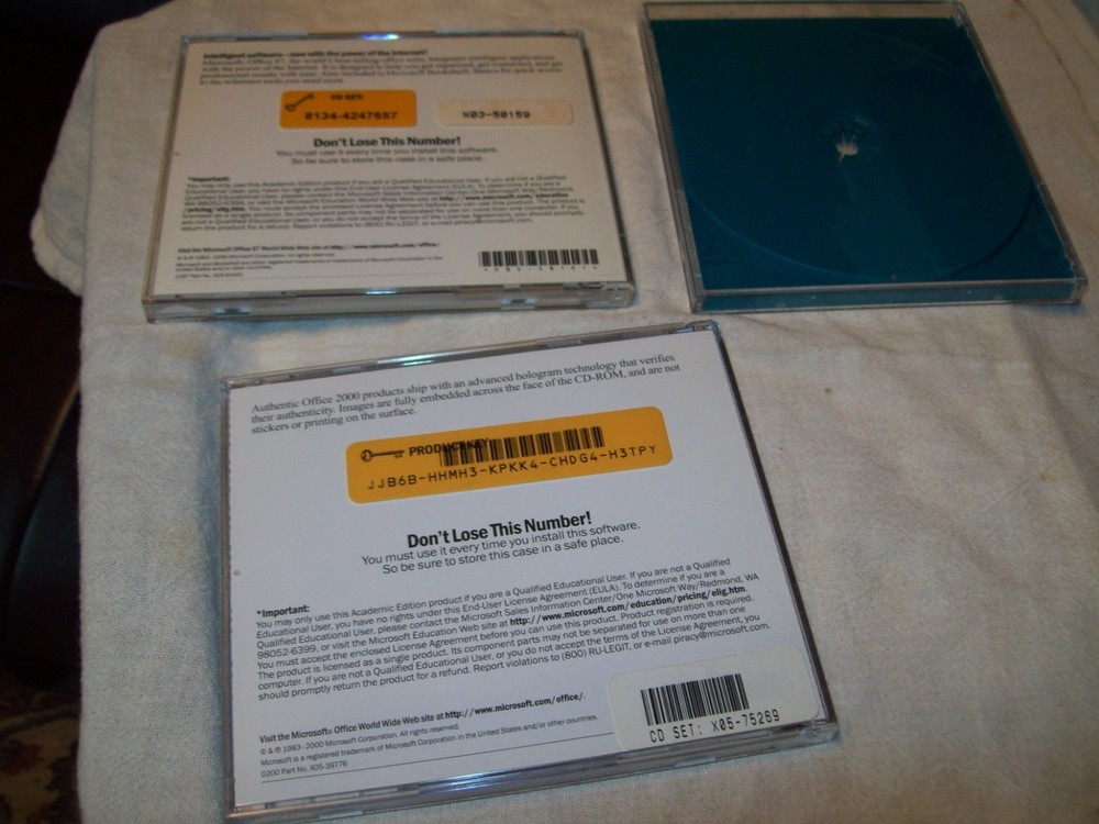 Vintage Microsoft Software Office 97 Office 2000 With Product Keys