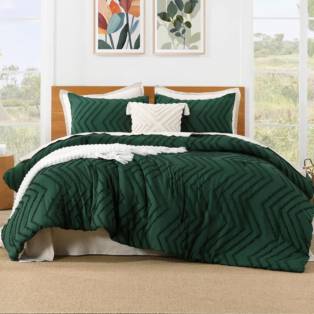 Down comforter set, deep emerald green, 3-piece set