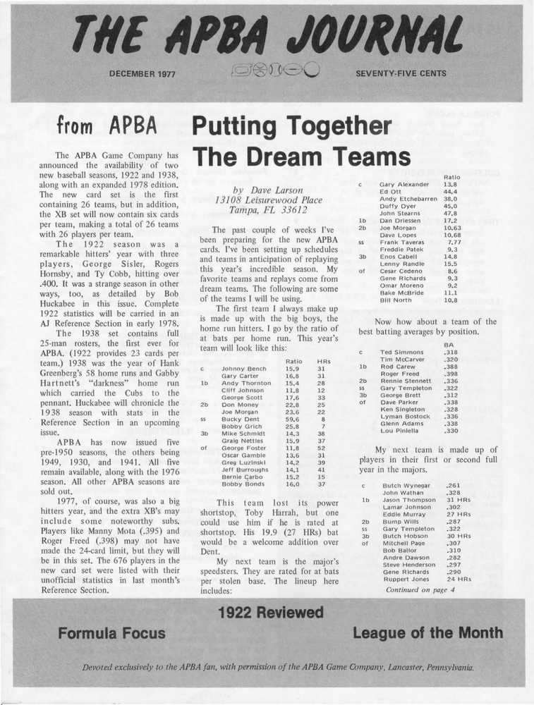 Complete APBA JOURNAL on USB flash drive