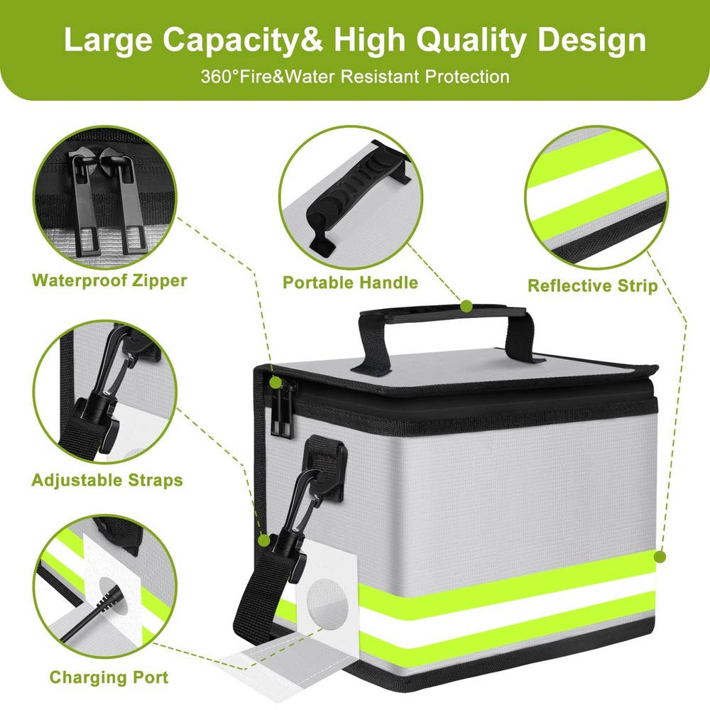 Upgraded Lipo Battery Fireproof Explosionproof Standard Size, Silver White