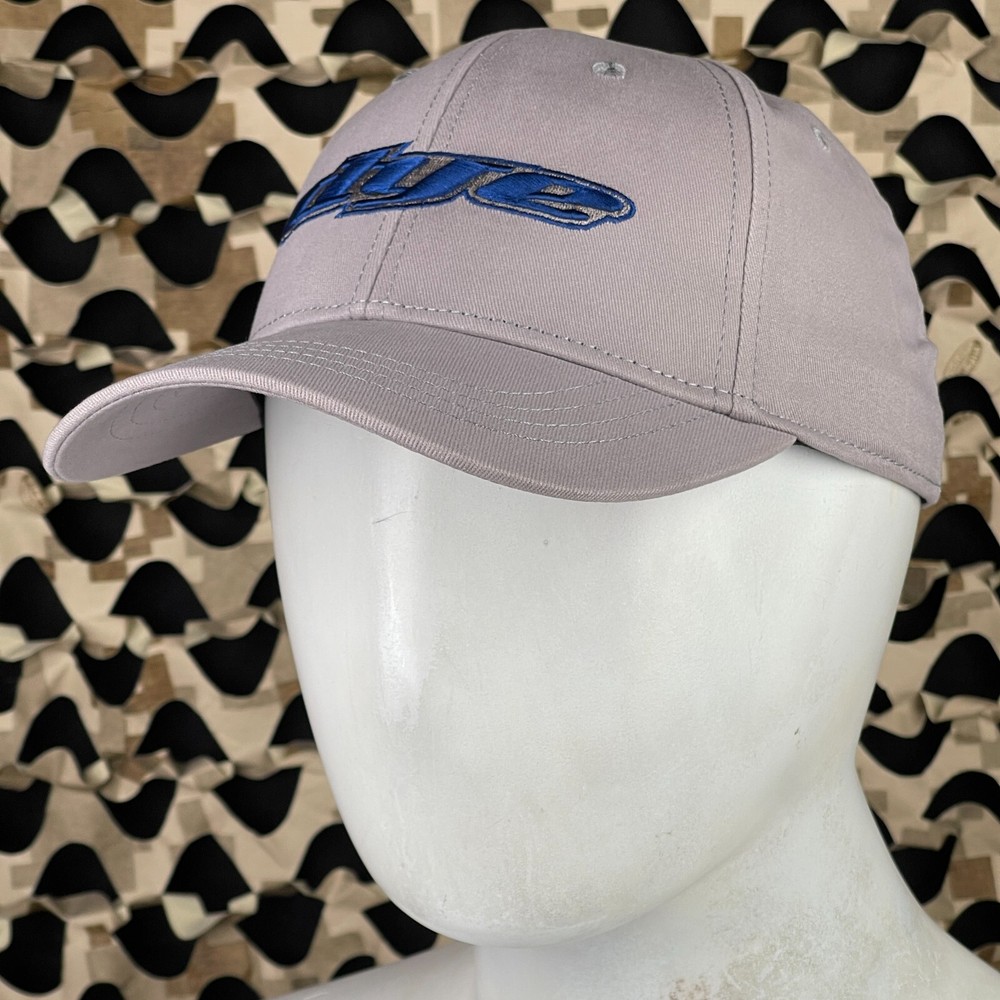NEW Dye Logo Flex Curve Hat - Grey/Blue - Small/Medium