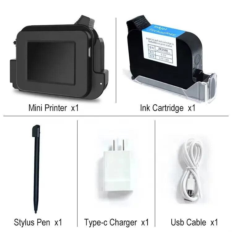 Portable mini handheld multi-color printer inkjet paper box plastic bottle date