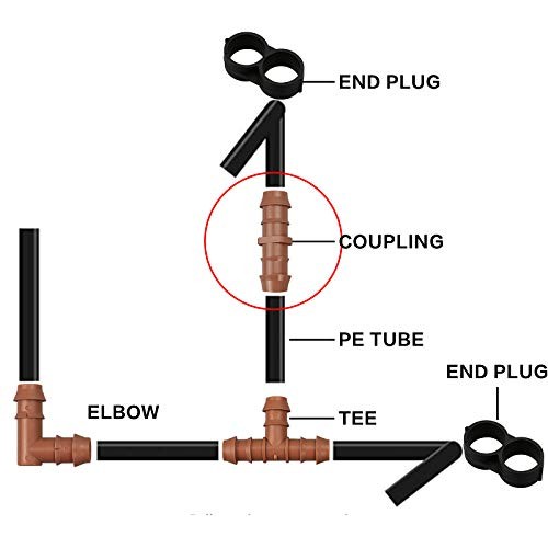 35-Pack Drip Irrigation Barbed Coupling Fittings, Barbed 35P-Coupling