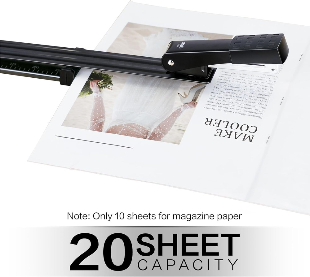 Long Reach Stapler, 20 Sheet Capacity, Includes 1000 Staples, Black