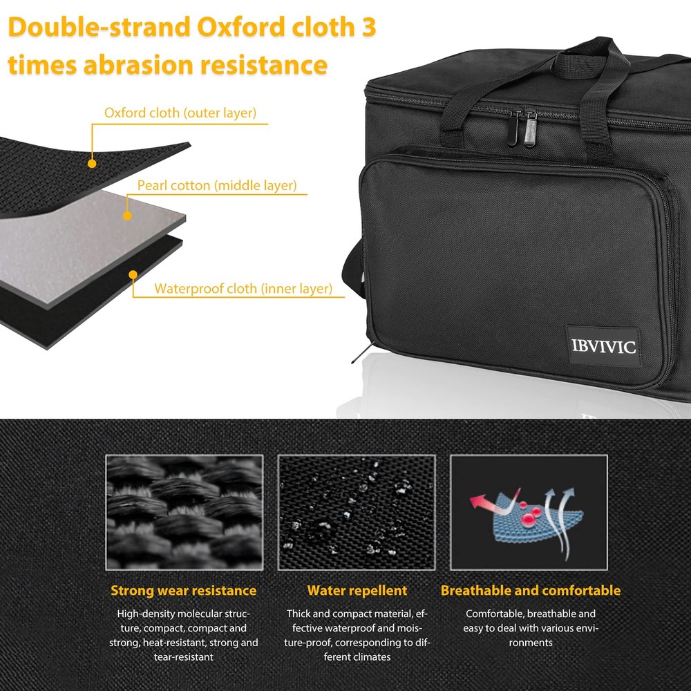 8 Slots Wireless Microphone Case Heavy Duty Oxford Fabric Black