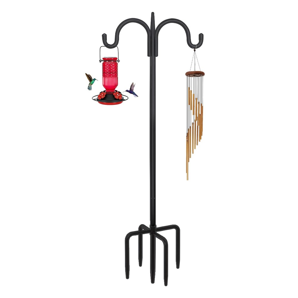 FEED GARDEN Adjustable Double Shepherds Hook for Outdoor with 5 Prong Base 92