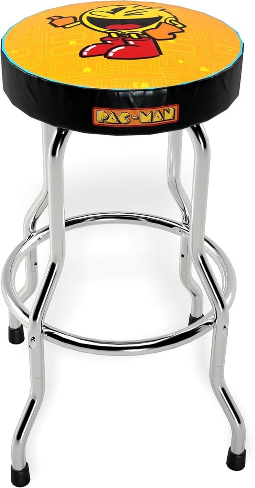 Adjustable Stool wChrome-Plated High-Density Foam Padding Pac-Man