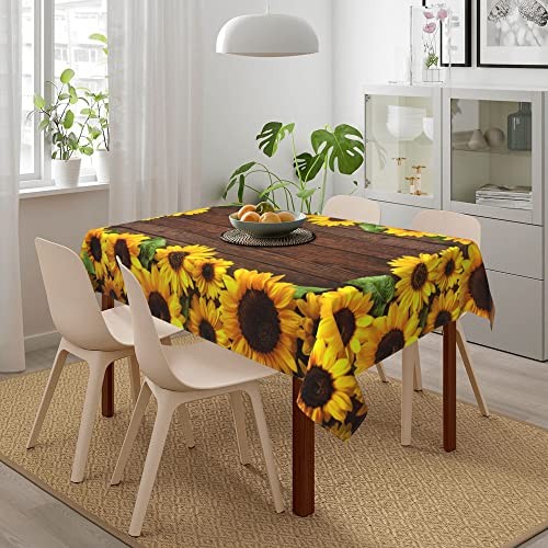Sunflower Tablecloths Polyester Table Cloth for Kitchen Dinning Table White5