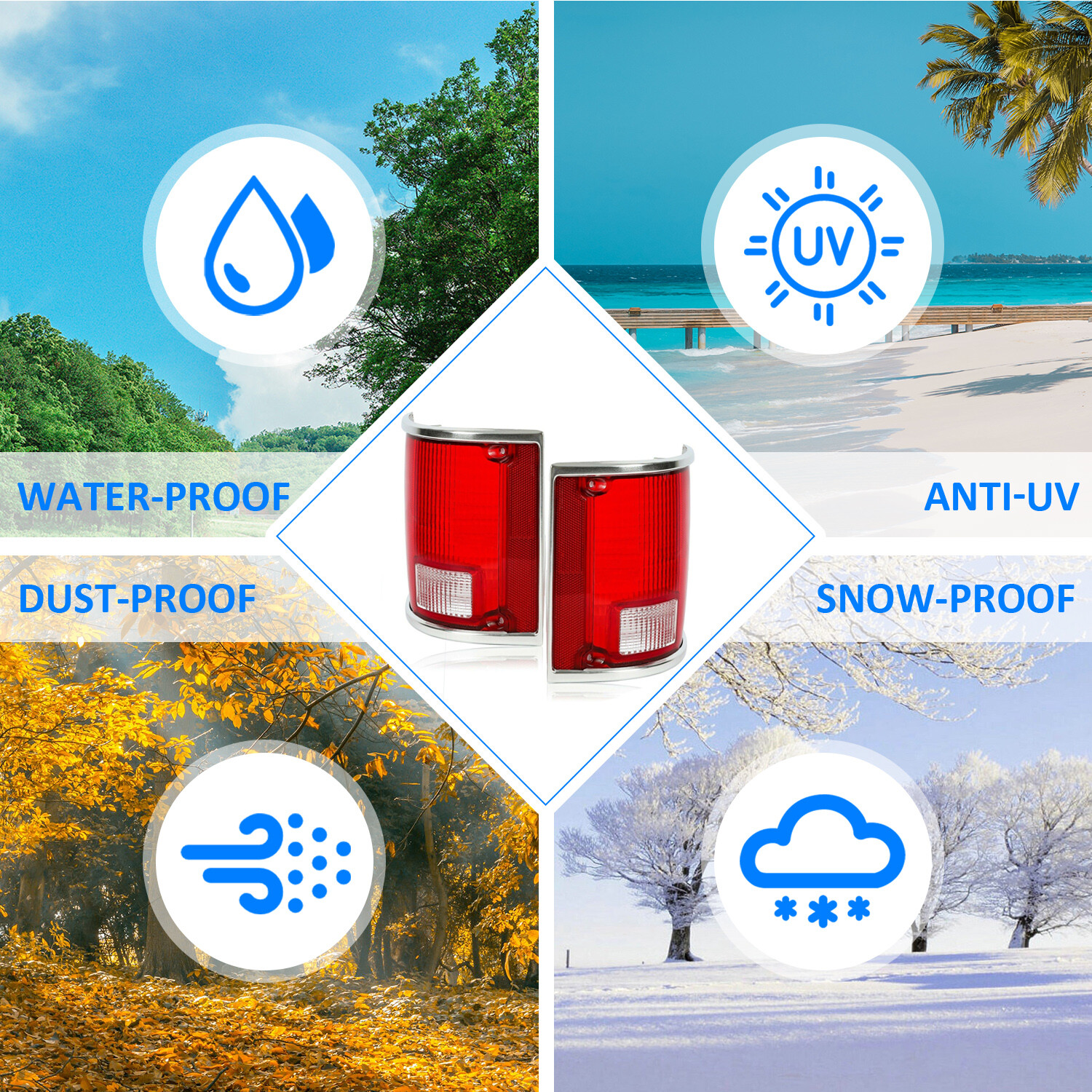 Tail Lights Taillamps w/chrome Bezel Pair For 73-91 Chevrolet C10 K10 GMC Sierra