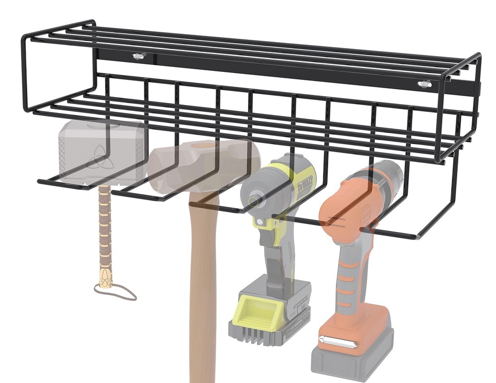 Heavy Duty Floating Tool Shelf & Organizer | Wall Mounted Garage Storage Rack...