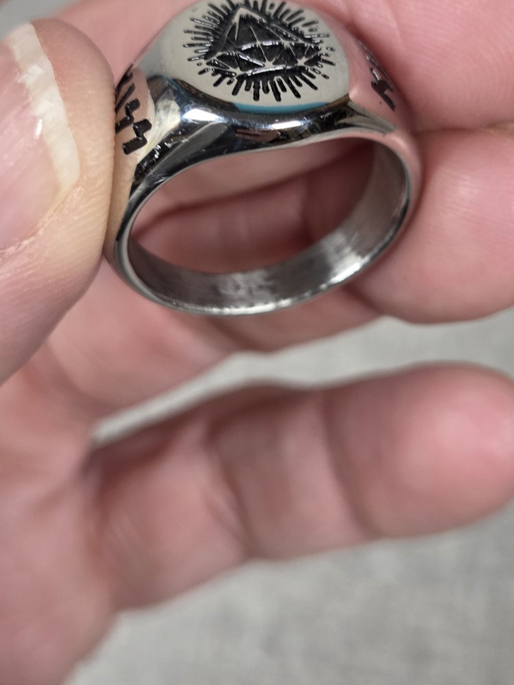 KISS Logo Black Diamond Signet Ring Size 9 Titanium Steel LIMITED EDITION!