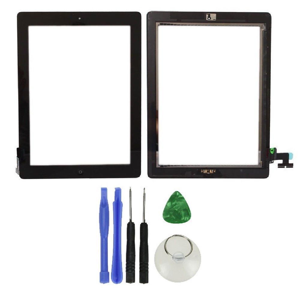 Glass Touch Screen Digitizer + Home Button Assembly for iPad 2 Black + Tools