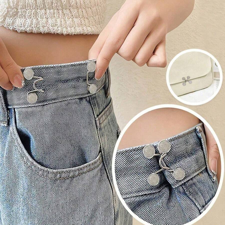 Pant Waist Tightener Buttons Clip Womens Loose Jeans Brooch Pins Cincher Clip