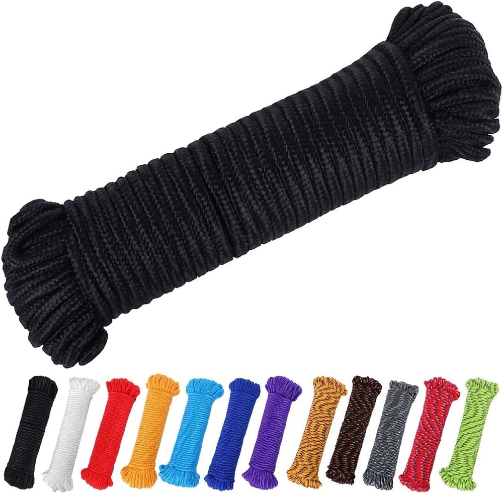 Durable 90 ft 1/4" Polyester Utility Rope - Diamond Braid for Enhanced Handling