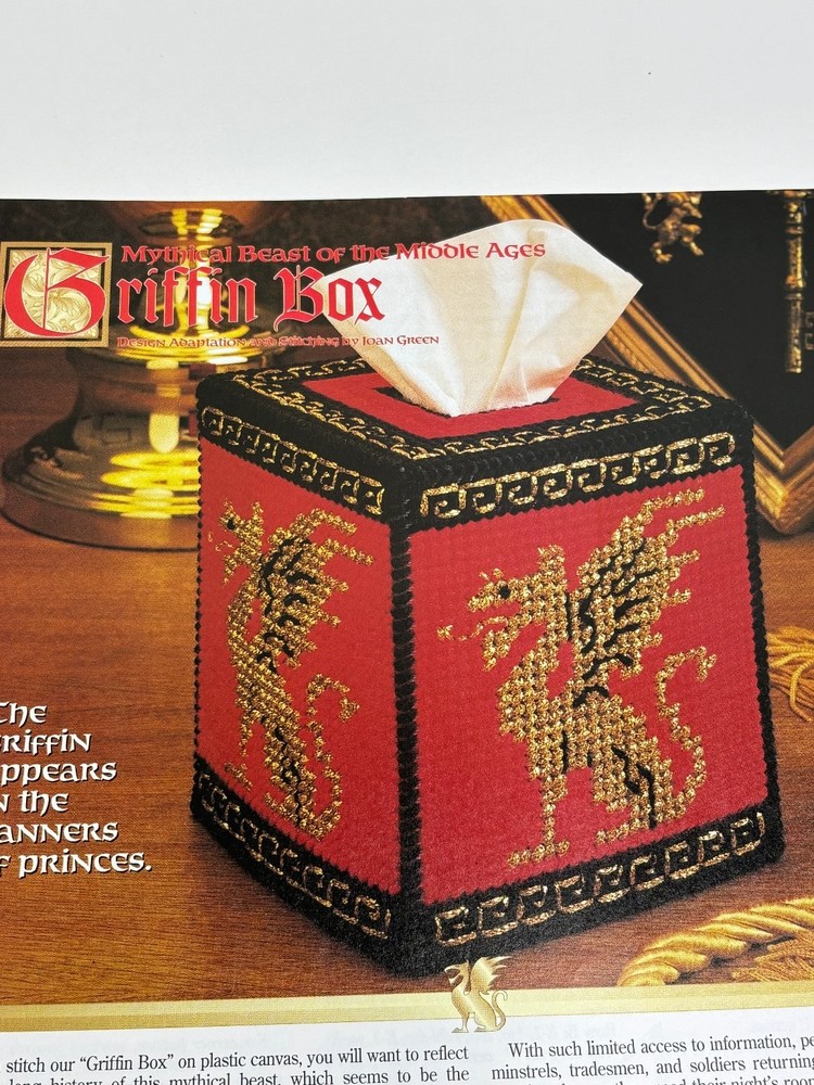 Griffin Box Plastic Canvas Pattern Pages from Magazine