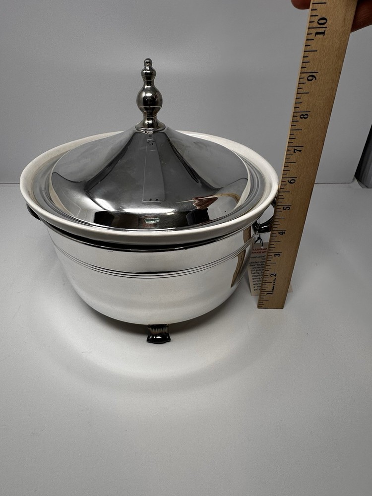 VTG FB Rogers Silver Plated Footed Casserole Dish w/Ceramic Insert