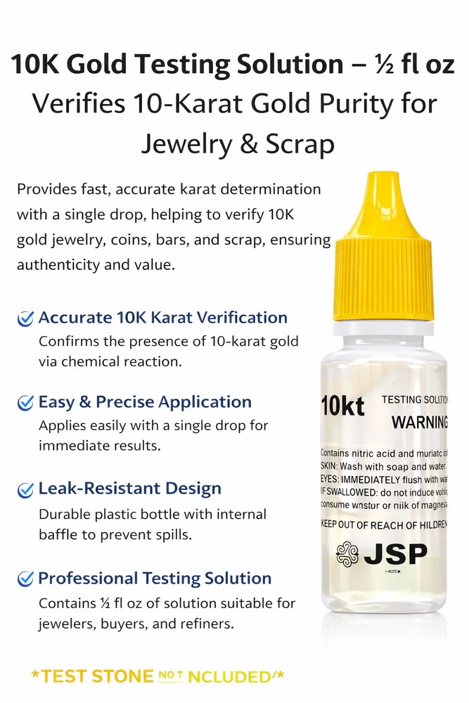 10K Gold Testing Solution – Jewelry & Scrap Gold Purity Determiner – 2