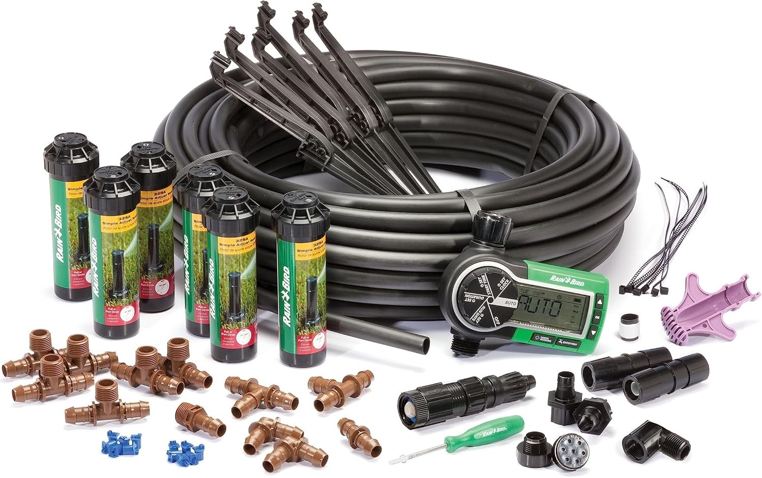 Rain Bird Easy Install In-Ground Automatic Sprinkler System 32ETI 6 Heads Kit.