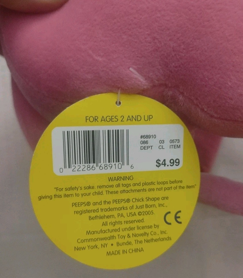 Peeps Yellow Plush Bunny Rabbit Easter Gift Basket 2005 With Tags