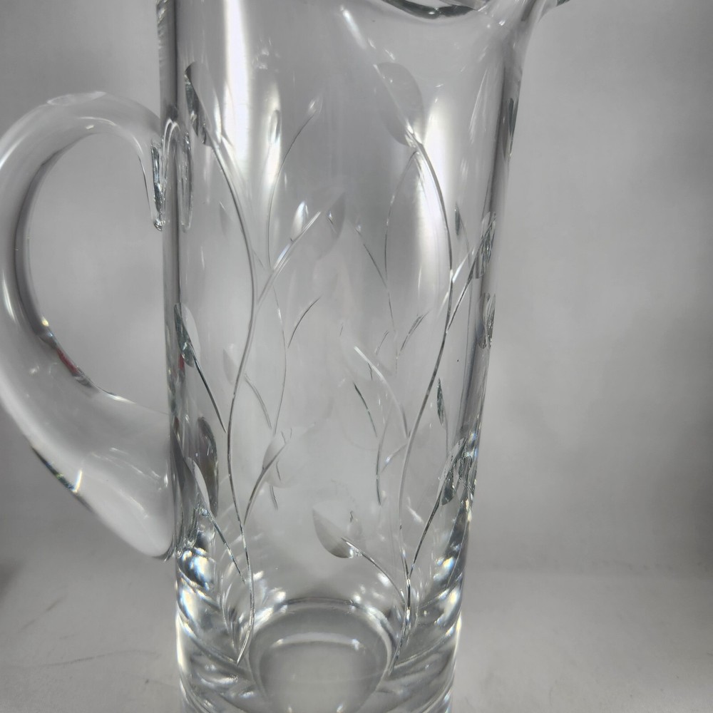 Etched Glass Pitcher with Handle 8" Inches