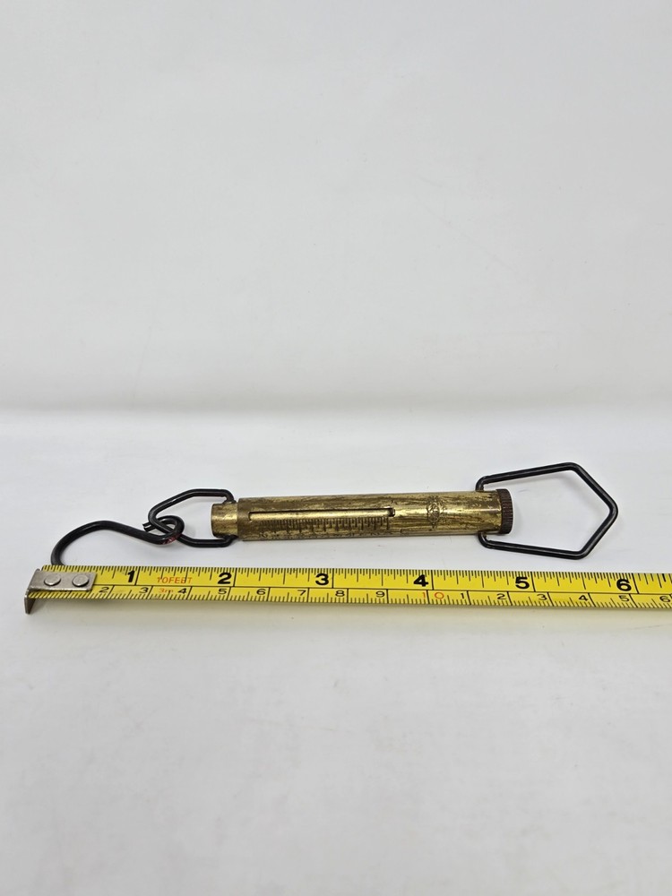 Vintage Brass Spring Salter Pull Down Hanging Scale