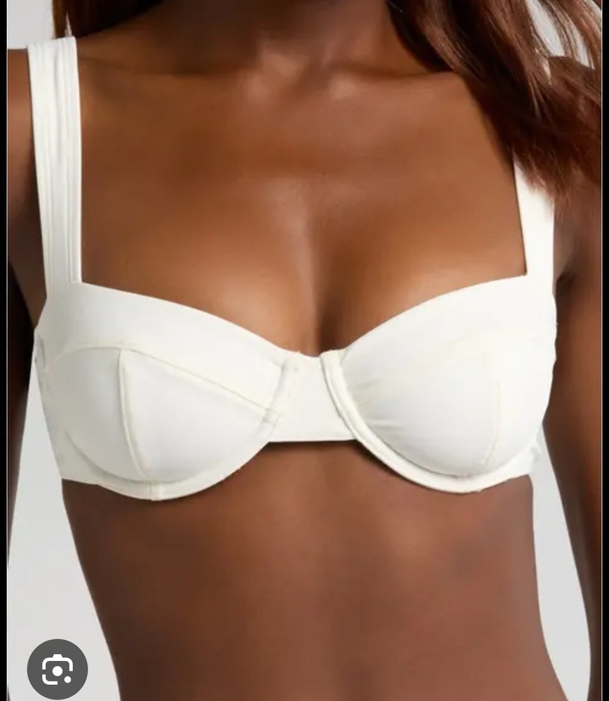 NWT Solid And Striped Lilo Bikini Swimsuit Top Ivory Size Large