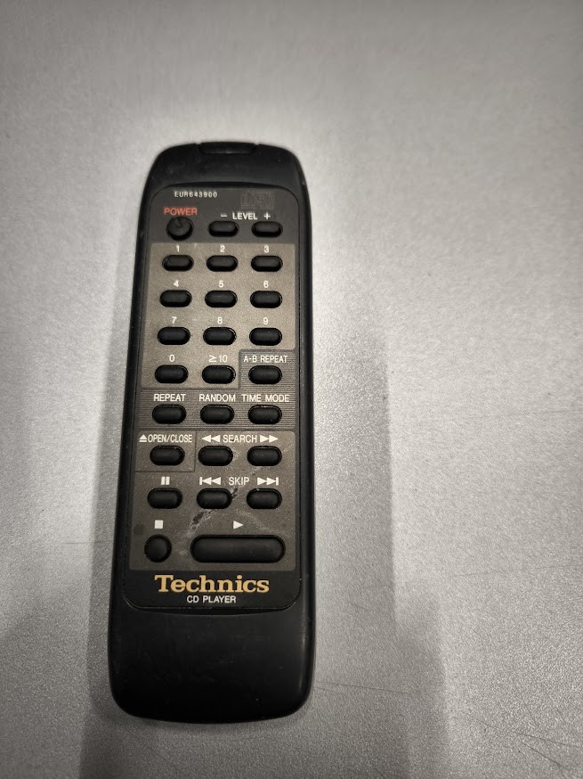 Technics EUR643900 CD Player Remote - Used, Working Condition