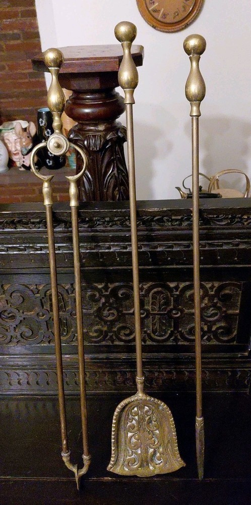 Georgian Solid Brass Fire Irons  28 Inches Length