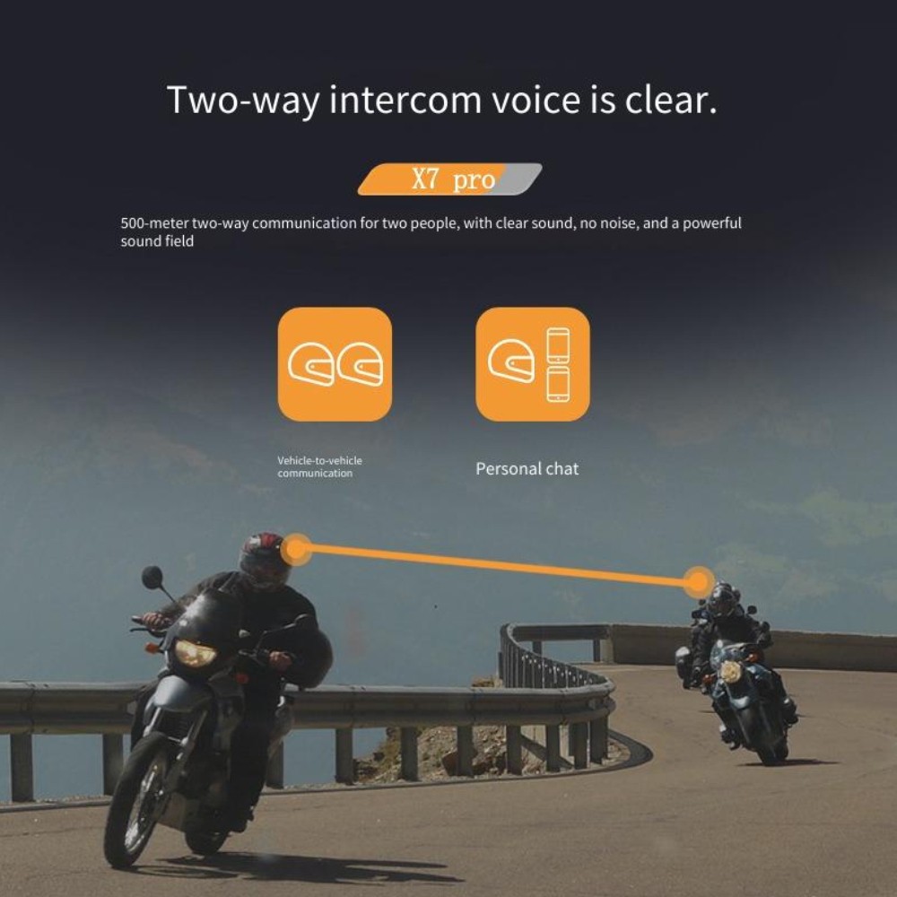 Motorcycle Headset Bluetooth Intercom 2 In 1 Double Microphone X7pro Silver
