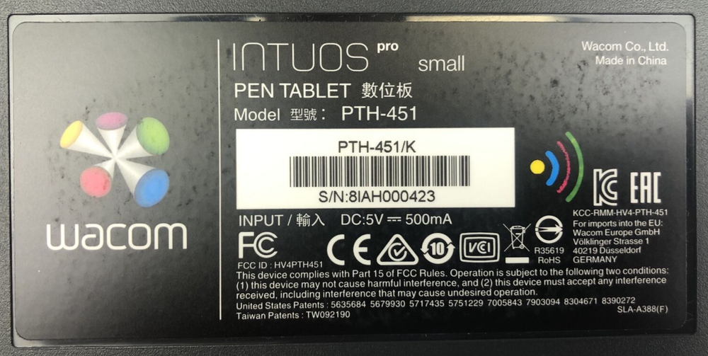 Wacom Intuos Pro Small PTH-451/K Graphics Drawing Tablet w/ Wireless Module Only