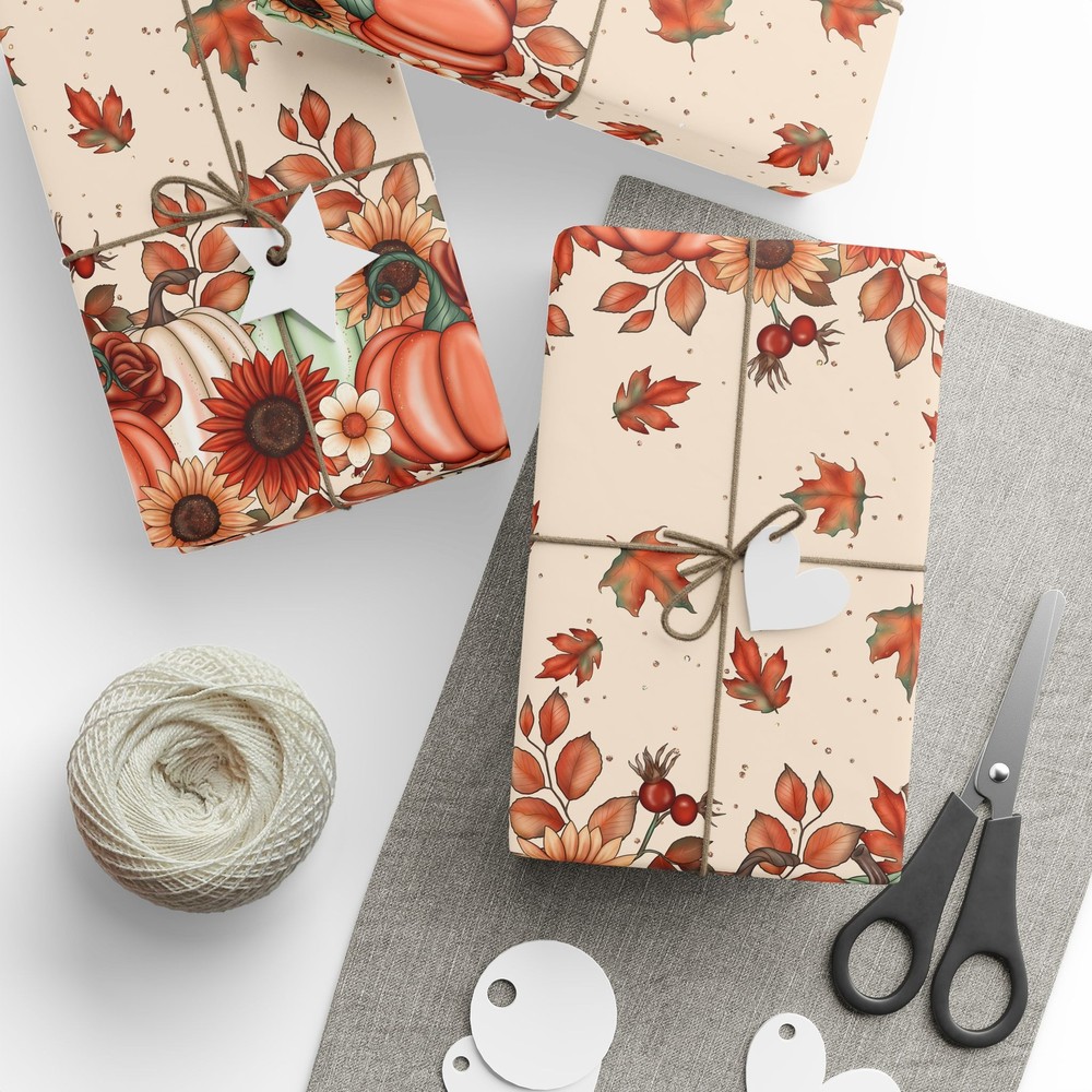 Autumn Fall Pumpkin Wrapping Papers