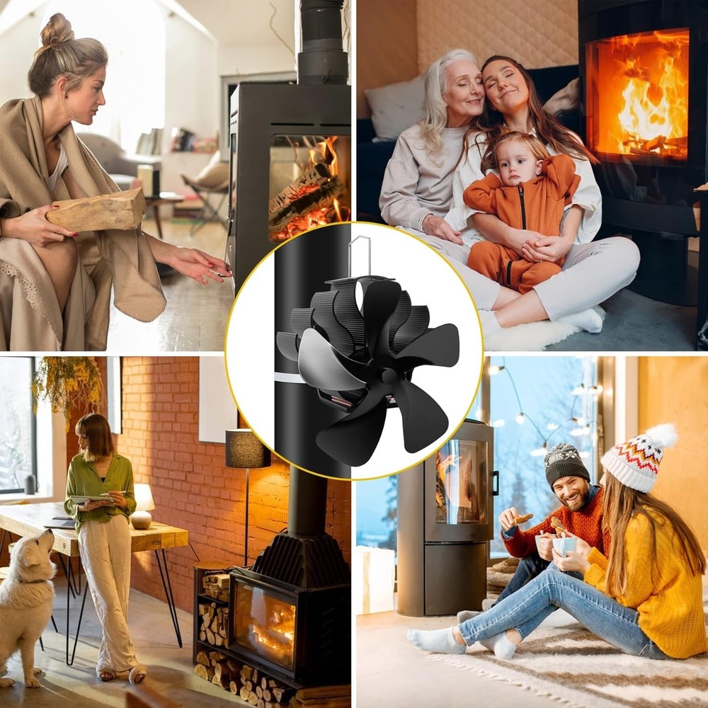 Heat-Activated Fireplace Fan with Overheating Protection – Efficient & Elegant