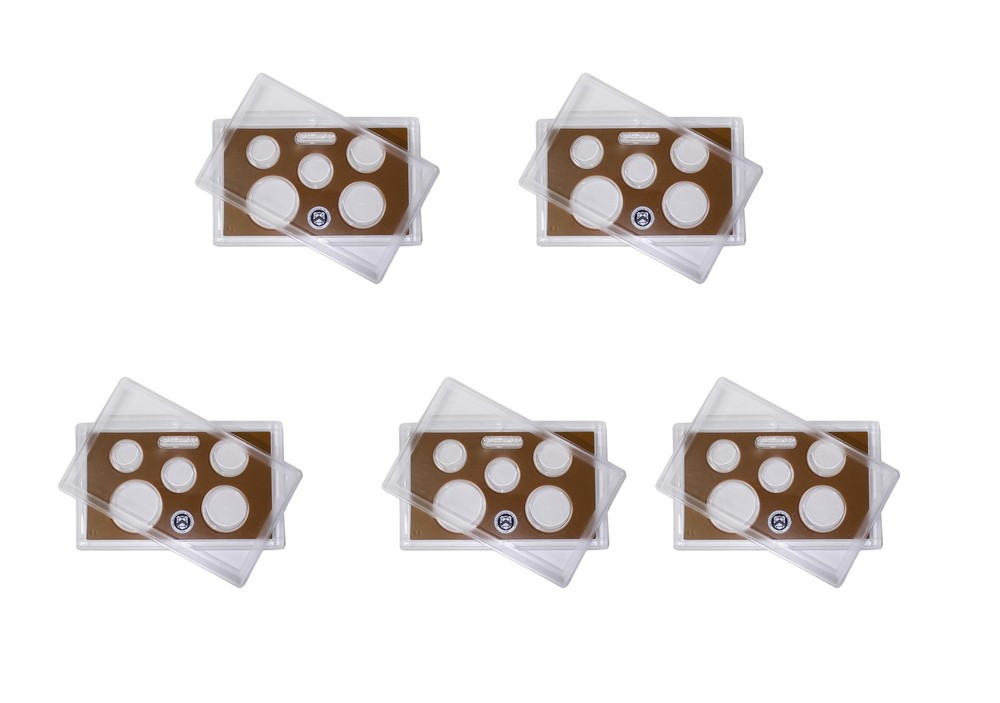 Empty Plastic Lens with Brown Insert Holds 5 Coins, 5 Pack
