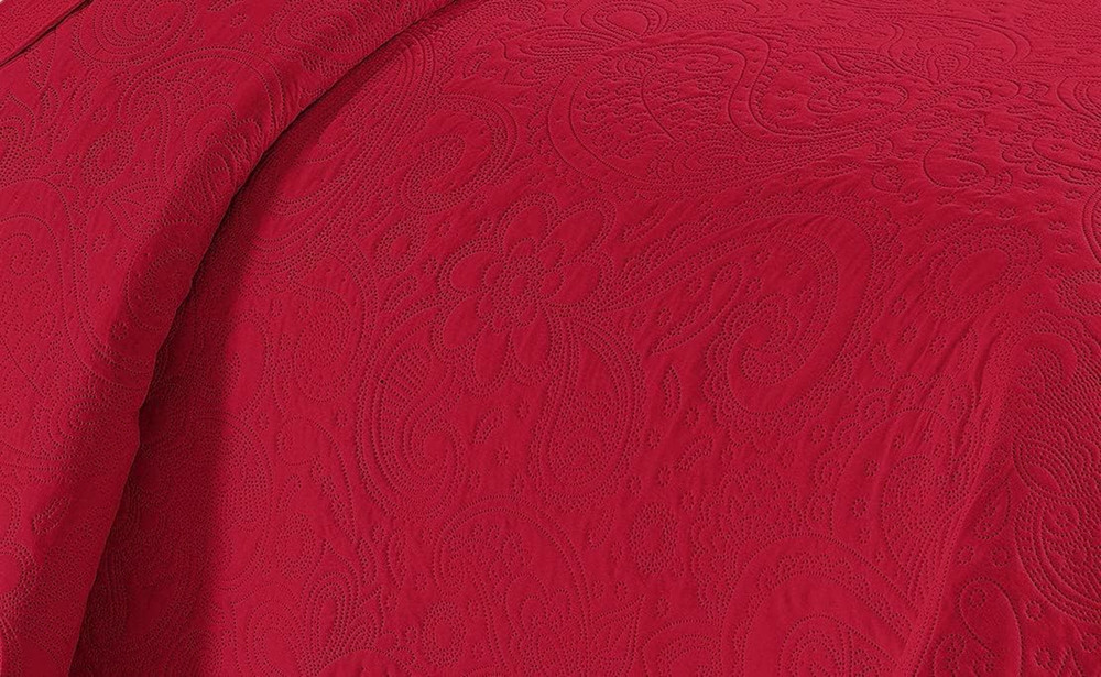 Embossed Coverlet Bedspread Set Oversized Solid Red Full/Queen Bed Cover Bedding