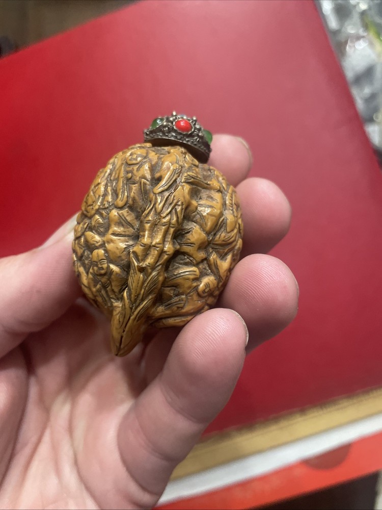 Hand Carved Walnut Snuff Box