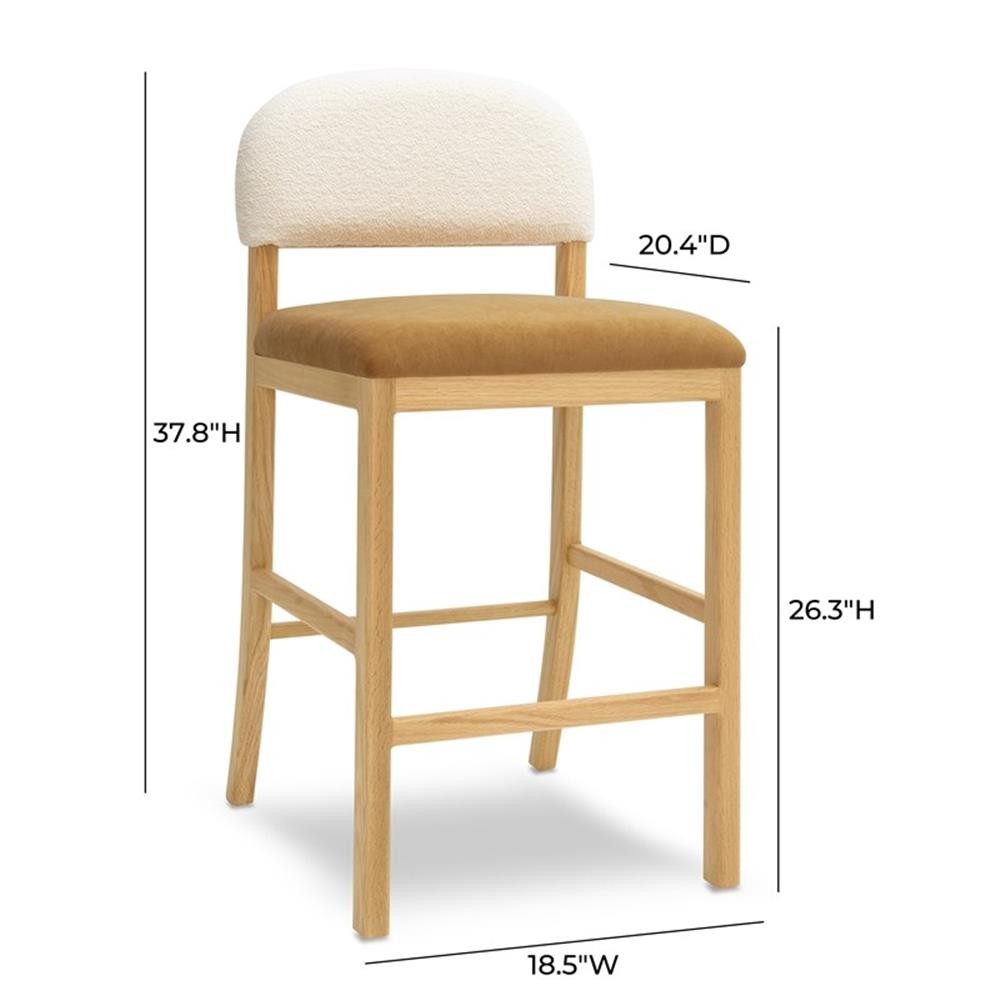 Pemberly Row Transitional Cognac Performance Velvet Counter Stool